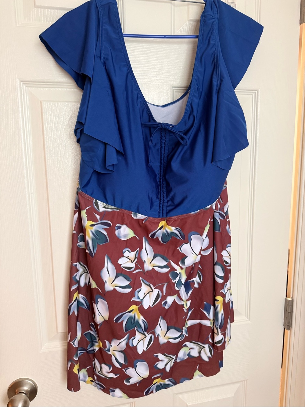 Floral Skirt Blue Ruffle One-Piece Swimdress